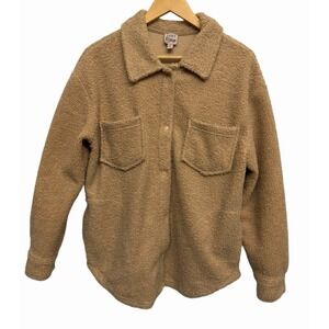 Sherpa Fleece Jacket Shacket Womens XL‎ Camel Tan Deep Pile Teddy Outdoors Layer
